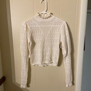 High neck vintage look knit sweater